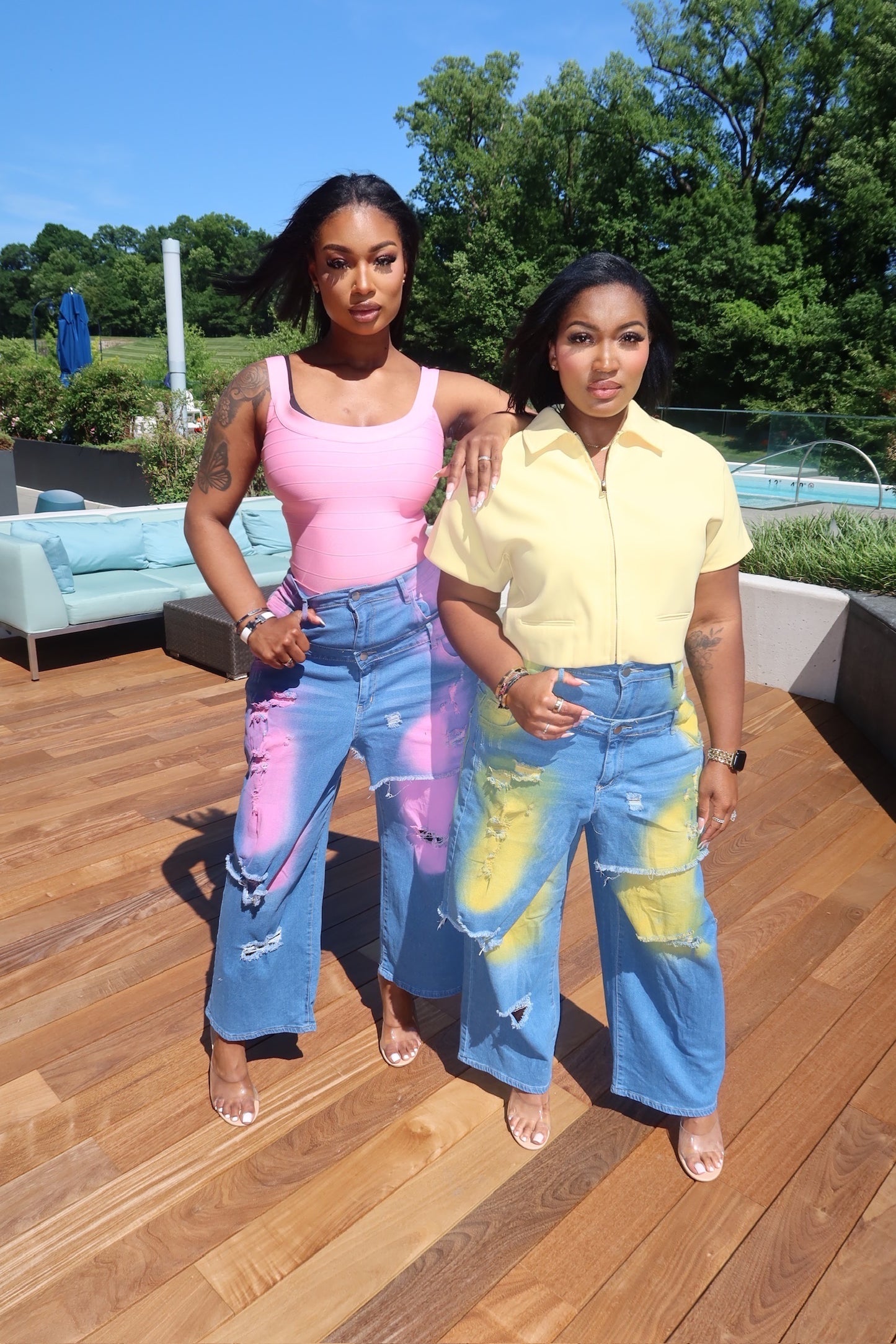 Daybreak Double Layer Denim in Pink