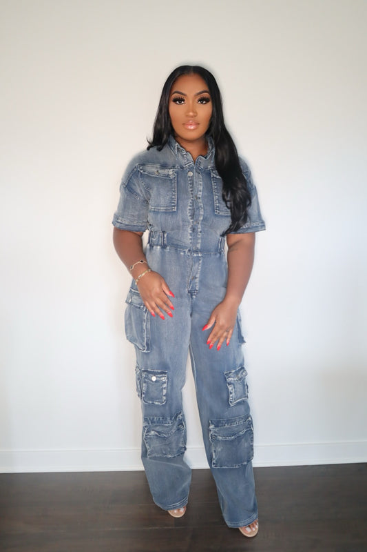 Keep In Touch Denim Jumpsuit